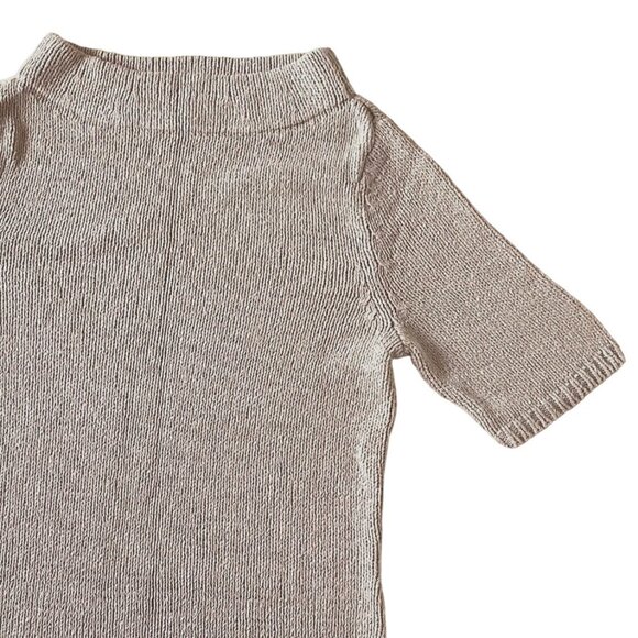 Talbots Sweaters - Talbots Womens Tan Knit Sweater Size Small Short Sleeve Classic